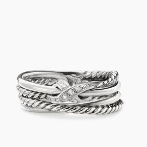 X Crossover Band Ring
Sterling Silver with Diamonds, 6mm